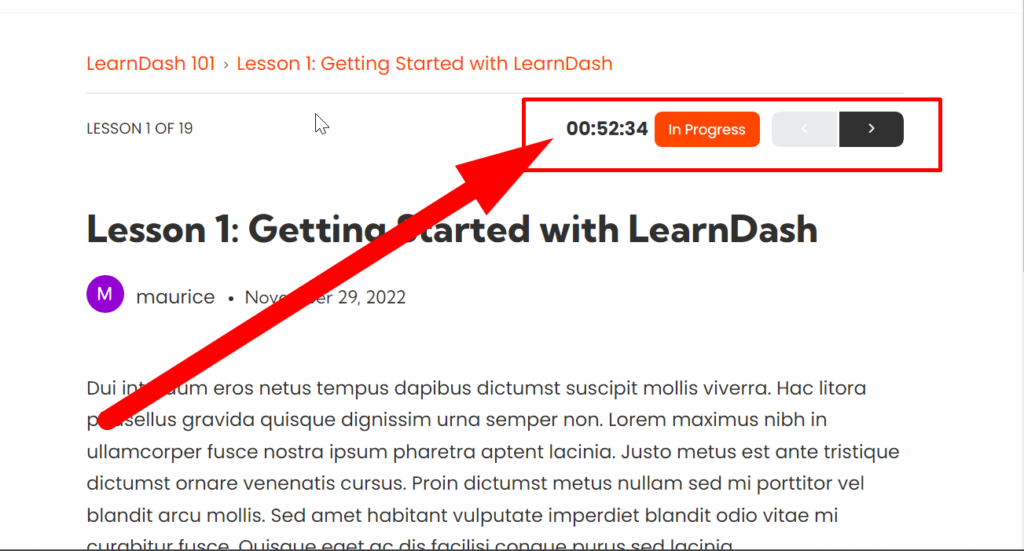 Learndash timer min